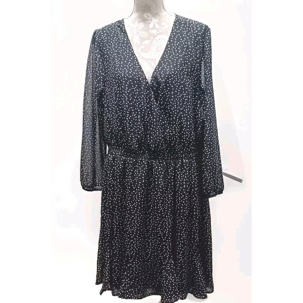 Trixxi Black Polka Dot Long Sleeve Women's Size 2X dress.